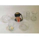 Four Royal Brierley Crystal pieces, including a vase, together with a Stuart Crystal candle and a