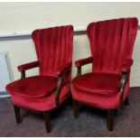 A pair of Pullmam train mahogany red chairs from Car 'Gwladys' Electric Stock. IMPORTANT: Online