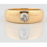 A hallmarked 18ct yellow gold diamond single stone ring, set with an old cut diamond, measuring