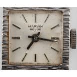 A ladies Marvin Revue wrist watch, the silver-tone dial having hourly baton markers, on a hallmarked