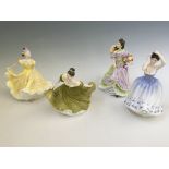 Four Royal Doulton figures, Lynne, Sheila, Ninette and Summertime. IMPORTANT: Online viewing and