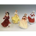 Four Royal Doulton figures, Pretty Ladies Summer, Autumn and Winter, with Patricia. IMPORTANT: