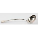 A George III silver ladle of plain design, hallmarked London 1798, with makers mark SA possibly