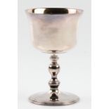 An Irish silver goblet, of plain design raised on knopped stem, hallmarked Dublin 1968, with