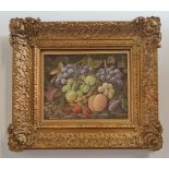 Framed, unsigned, watercolour on paper, still life study with fruit, 19cm x 24cm. IMPORTANT: Viewing