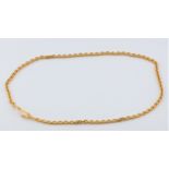 A hallmarked 22ct yellow gold belcher link chain, length approx. 48cm, approx. weight 42.7g. BOOK