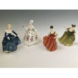 Four Royal Doulton figures, Diana (signed to base), Fair Lady (Red), Simone and Fragrance.