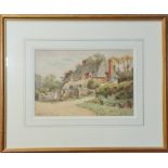 T. N. TYNDALE. Framed, signed, watercolour on paper, rural house with figures, 22cm x 33cm.