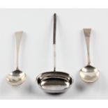 Two Georgian hallmarked silver serving spoons, along with a Georgian ladle. BOOK A VIEWING TIME SLOT