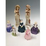 Seven Royal Doulton figures, Classique Vanessa (x2), Cherie, Marie, Country Boy, Affection and