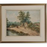 Four framed watercolour on paper, by John Keeley, J.W. Rollason and two unsigned, all rural