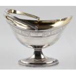 A George III Irish silver bon bon dish, body featuring geometric and shell design engraving with