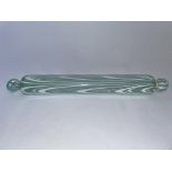 A Nailsea glass rolling pin with a white swirl design. BOOK A VIEWING TIME SLOT ON OUR WEBSITE FOR