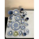 A twenty eight piece Wedgwood Jasperware Blue set. IMPORTANT: Online viewing and bidding only.