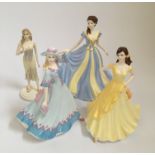 Set of four Coalport ladies, to include Thinking of You, In My Dreams, Forever Yours, and October-