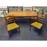 A.H.McIintosh teak 1970s extending dining table and six matching chairs. BOOK A VIEWING TIME SLOT ON