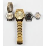 A collection of wrist watches to include the names Pulsar and Timex, two on bracelet straps. BOOK