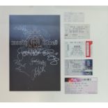 The Moody Blues original signed signatures, concert tickets and two posters.