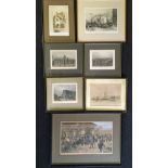 A collection of seven watercolours and prints, to include municipal engravings of Birmingham and