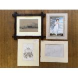 A collection of four works on paper, one William Battersby the Younger, ink on paper, ‘The Last