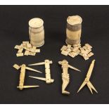 A collection of bone pieces 19th Century, some possibly French Prisoner of War work, comprising