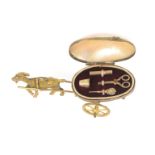 A rare miniature sewing 'cart' in the style of Palais Royal with gold fittings, presumably for a