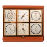 Angelus - Sixsome gentleman's desk compendium, the six dial frame in folding pig skin case and