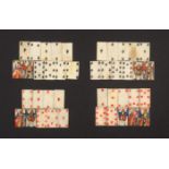 A part set of bone French Prisoner of War work miniature playing cards, with later replacements to