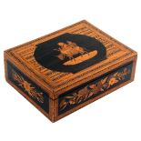 A late 19th Century Sorrento ware box by Michel Grandville, of rectangular form, the lid with a