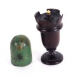 Two thimble cases, comprising an 18th Century green shagreen example, some losses and general