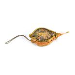 A fine 17th Century embroidered miniature toy or dolls accessory in the form of a set of bellows,