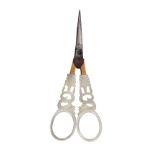A good pair of Palais Royal scissors, the steel blades to engraved gold mounts, the mother of