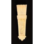 A fine 19th Century French carved ivory needle case in the form of a quiver of arrows, the top