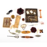 A mixed lot - mostly sewing, comprising a cased continental three piece sewing set with matched