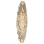 A fine late 18th Century/early 19th Century French carved ivory large shuttle, one side pierced with