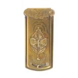 An Avery needle packet case 'The Quadruple Golden Casket' - Butterfly on Leaf, stamped for 'Stacy, 4