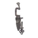 An unusual cast iron sewing clamp, with swing grip the frame cast 'Worth London' over a bunch of