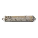 A fine etched and part gilded steel needle case, probably Tula, Russia, one side depicting a