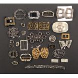 A collection of 19th Century and later shoe and other buckles, various, including two pairs of