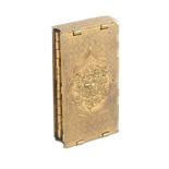 A gilt brass Avery style 'Beatrice' needle packet case, of four concertina form divisions, floral