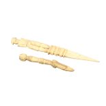 Two late 18th Century/early 19th Century bone objects, probably French Prisoner of War work,