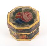 A Brighton Trifle' - an octagonal box, the lid in floral painted velvet with gilt foil border, the