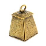 A brass Avery needle packet case, 'Postal Weight', four folding sides, one with postal charges,