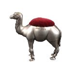 A large silver pin cushion, in the form of a standing camel, Birmingham, 1906 by Cornelius