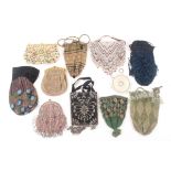 Eleven 19th Century and 20th Century bead work bags, largest 24cms. (11) From the estateof a