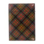 A Tartan ware (Cameron) card case, of rectangular cushion form with hinged cover, 10.5 x 7.5cms.