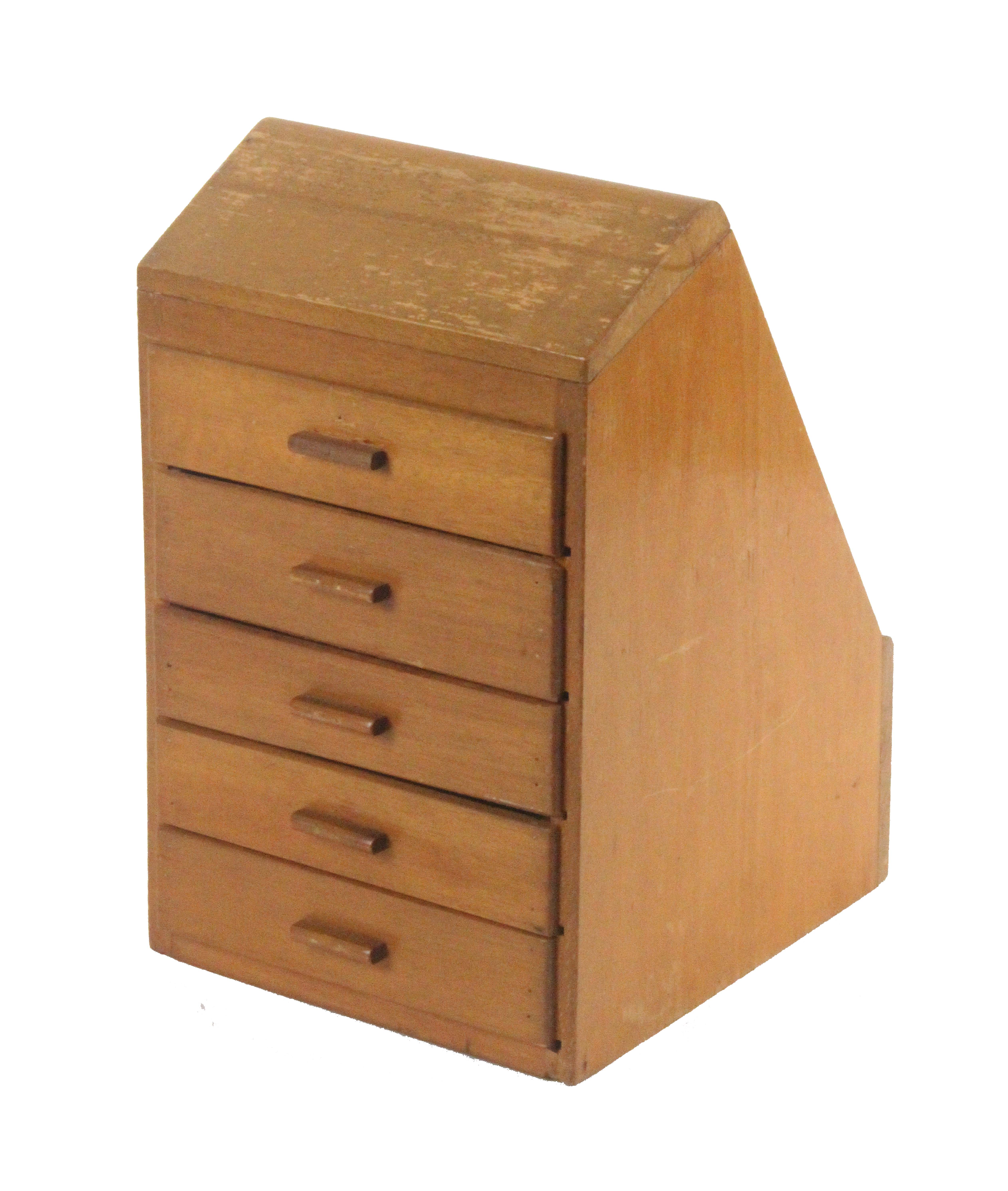 A beech five drawer counter chest, the sloping front with inset mirror inscribed 'Abel Morrall's - Image 3 of 3