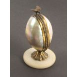 A French sewing companion in the style of Palais Royal, the circular alabaster base supporting a