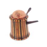 Tunbridge ware - sewing - a rare Tunbridge stick ware pin cushion in the form of a chocolate pot,