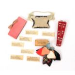 Pin cushions and novelties, comprising a silk pin card with pin edge in the form of a bag with